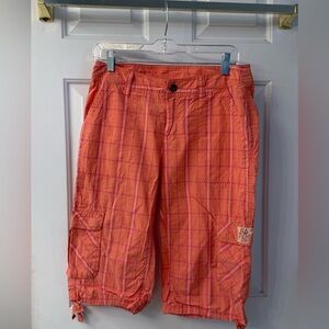 Life Is Good Coral Plaid Women's Shorts
